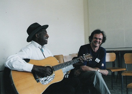 Michel Lelong with John Jackson at Exeter Blues Week 2001